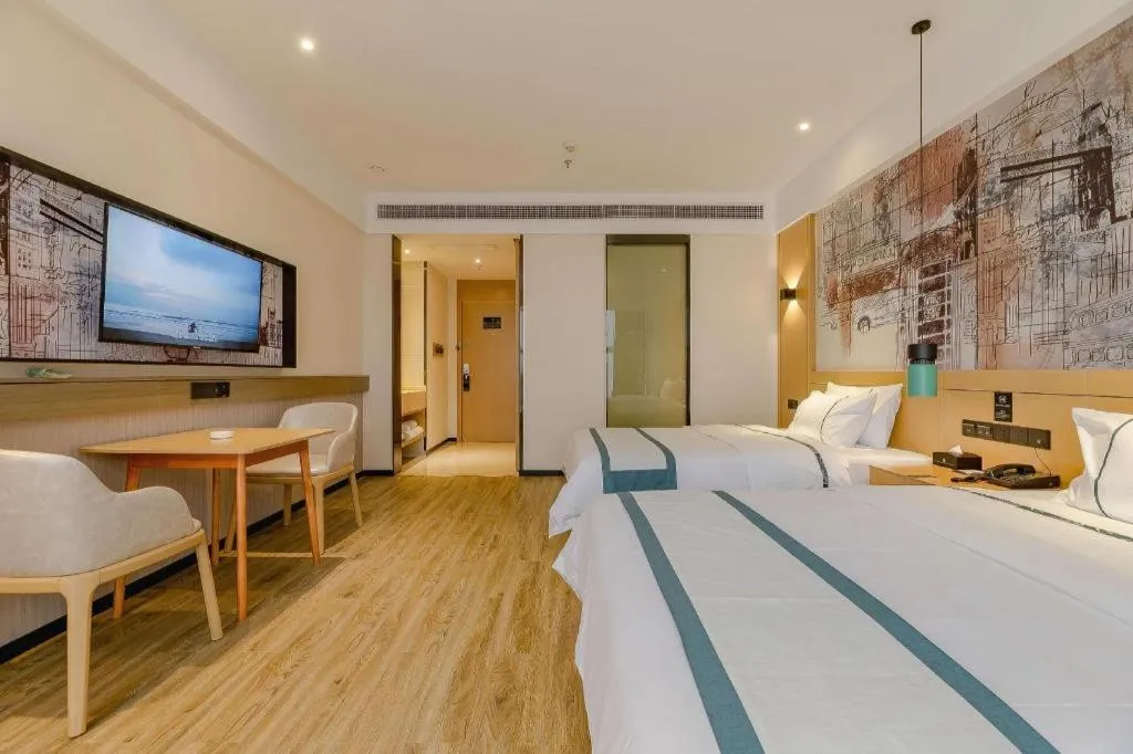 Bed in City Comfort Inn Chengdu Wenjiang Zhujiang Square Guanghua Park Metro Station