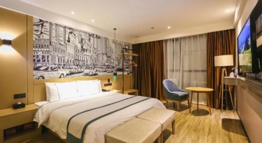 Bed in City Comfort Inn Chengdu Wenjiang Zhujiang Square Guanghua Park Metro Station