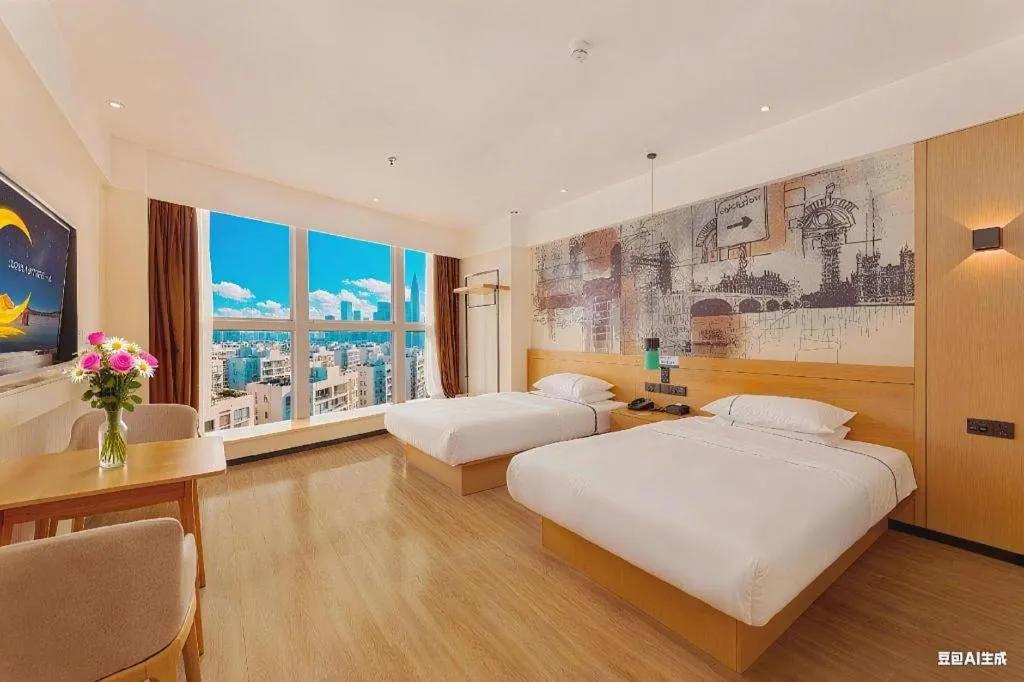 Bed in City Comfort Inn Chengdu Wenjiang Zhujiang Square Guanghua Park Metro Station