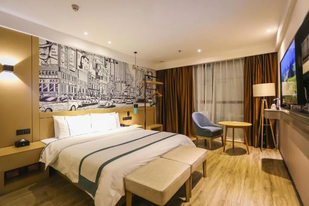 Bed in City Comfort Inn Chengdu Wenjiang Zhujiang Square Guanghua Park Metro Station