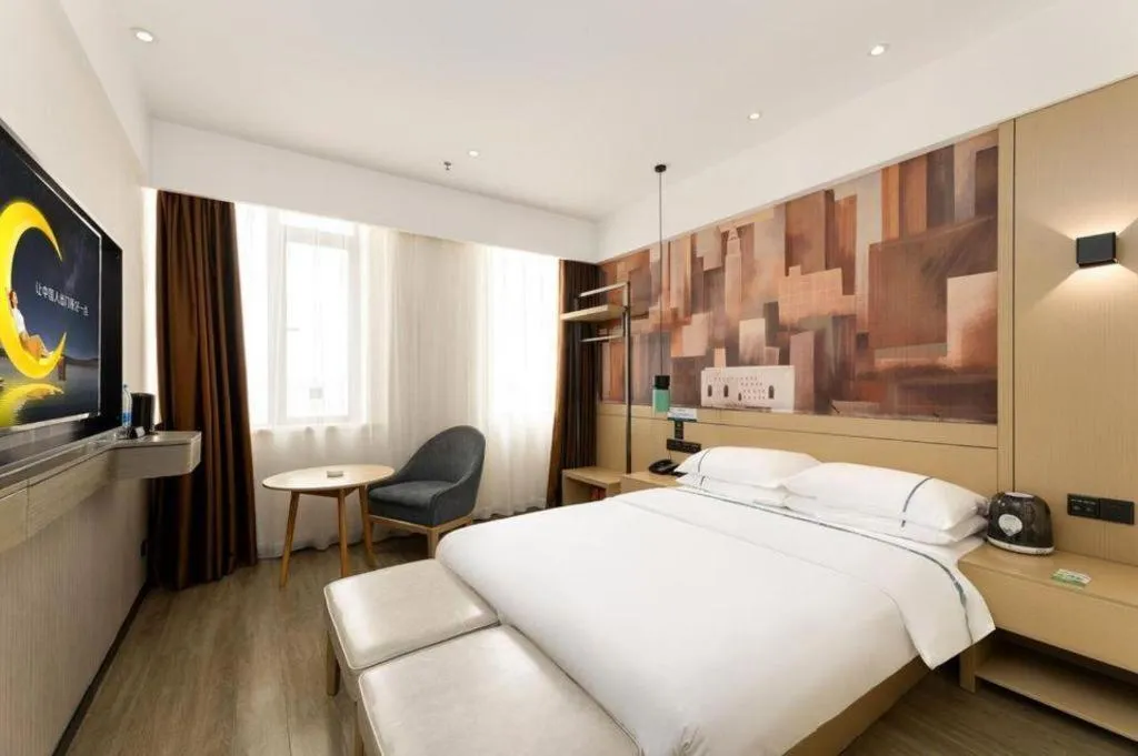 Bed in City Comfort Inn Chengdu Wenjiang Zhujiang Square Guanghua Park Metro Station