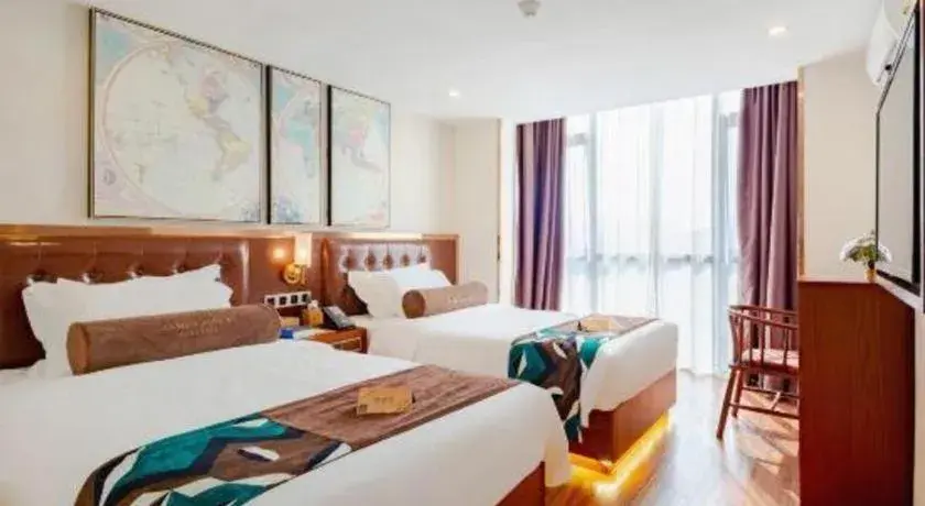 Bed in James Joyce Coffetel Guilin Railway Station Xiangbi Mountain Liangjiang Sihu Wharf Bed in James Joyce Coffetel Guilin Railway Station Xiangbi Mountain Liangjiang Sihu Wharf