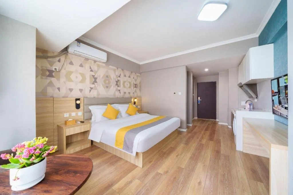 Bed in PAI Hotel Xi'an Kunming Road Hancheng South Road Metro Station