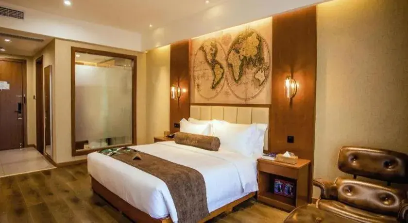 Bed in James Joyce Coffetel Xinyang Municipal Government Railway Station Bed in James Joyce Coffetel Xinyang Municipal Government Railway Station