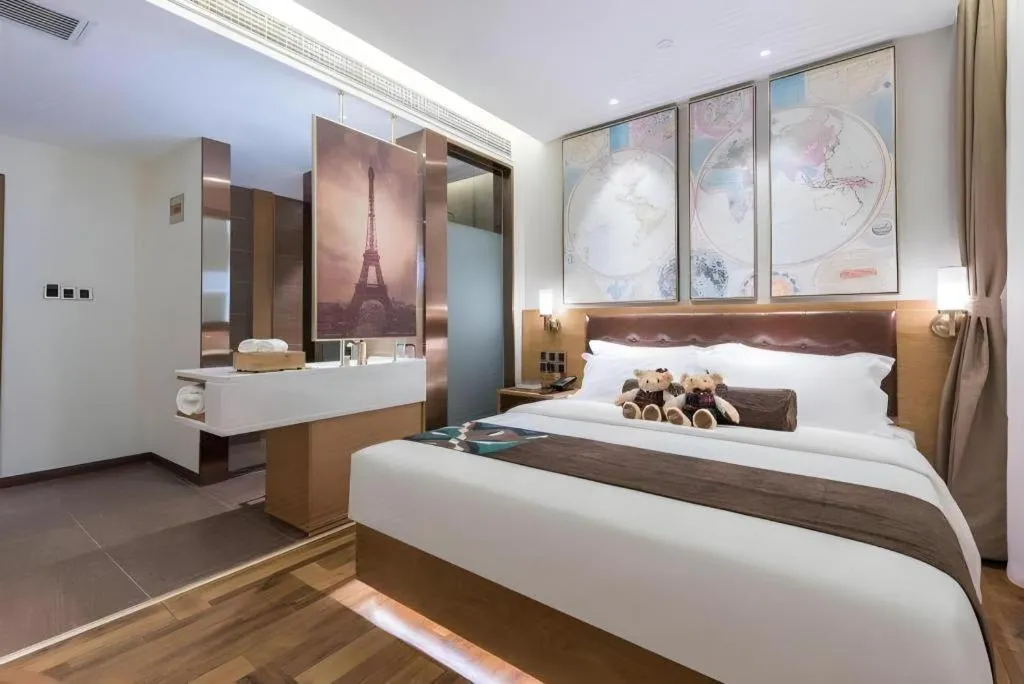 Bed in James Joyce Coffetel Beijing Tongzhou Guoyuan Metro Station