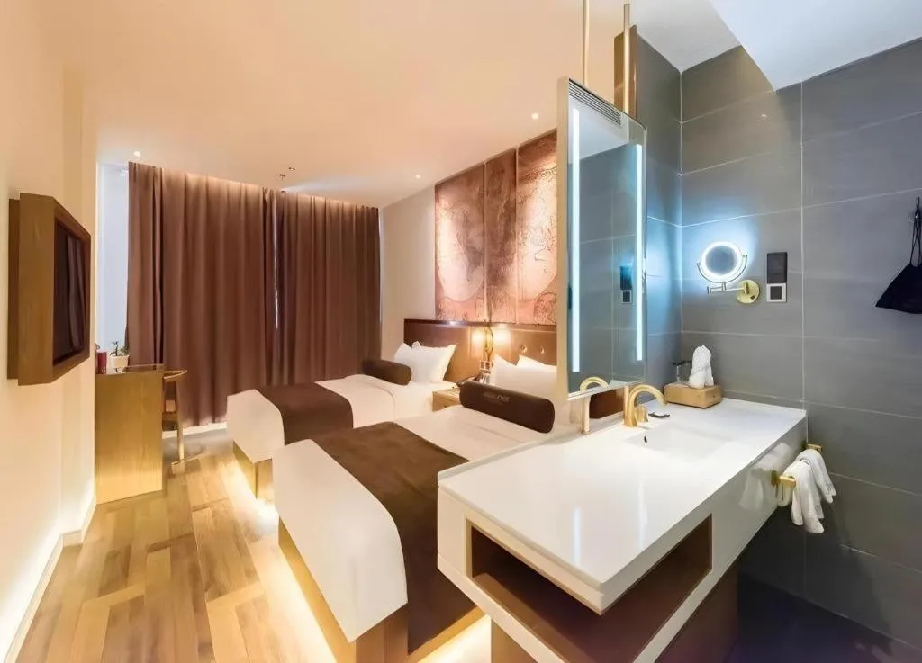 Bed in James Joyce Coffetel Beijing Tongzhou Guoyuan Metro Station