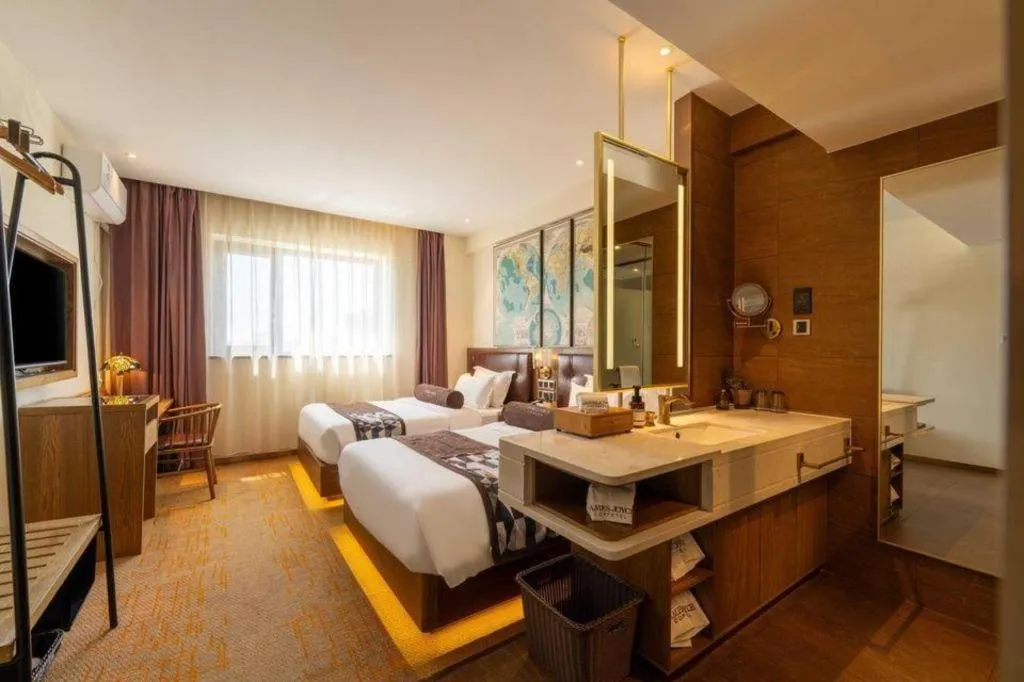 Bed in James Joyce Coffetel Beijing Yizhuang Development Zone Chicheng Times Square