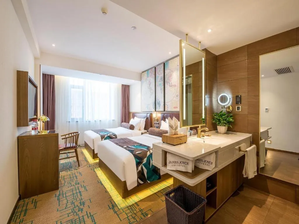 Bed in James Joyce Coffetel Beijing Yizhuang Development Zone Chicheng Times Square