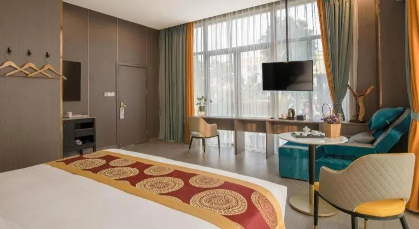 Bed in Shell Hotel Nanyang High-Speed Railway Station Jiangying Airport Huayaocheng