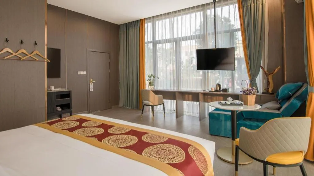 Bed in Shell Hotel Nanyang High-Speed Railway Station Jiangying Airport Huayaocheng