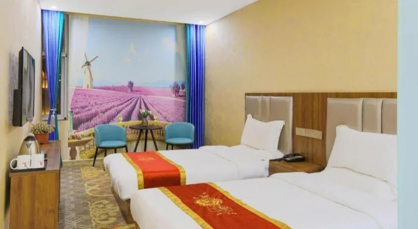 Bed in Shell Hotel Nanyang High-Speed Railway Station Jiangying Airport Huayaocheng