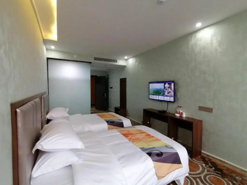 Bed in Shell Hotel Nanyang High-Speed Railway Station Jiangying Airport Huayaocheng