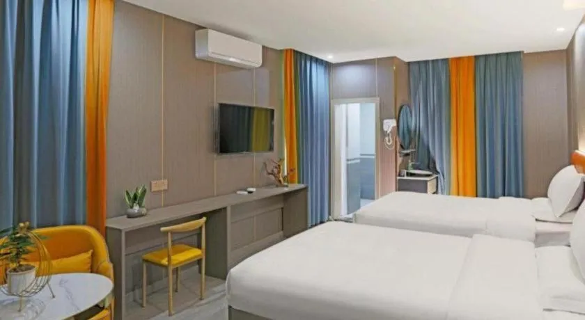 Bed in Shell Hotel Nanyang High-Speed Railway Station Jiangying Airport Huayaocheng