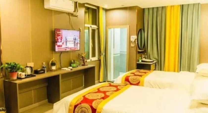 Bed in Shell Hotel Nanyang High-Speed Railway Station Jiangying Airport Huayaocheng