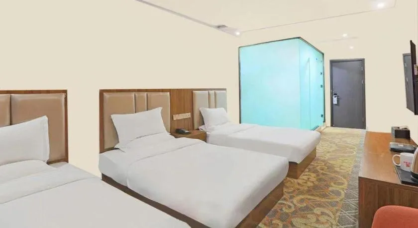 Bed in Shell Hotel Nanyang High-Speed Railway Station Jiangying Airport Huayaocheng