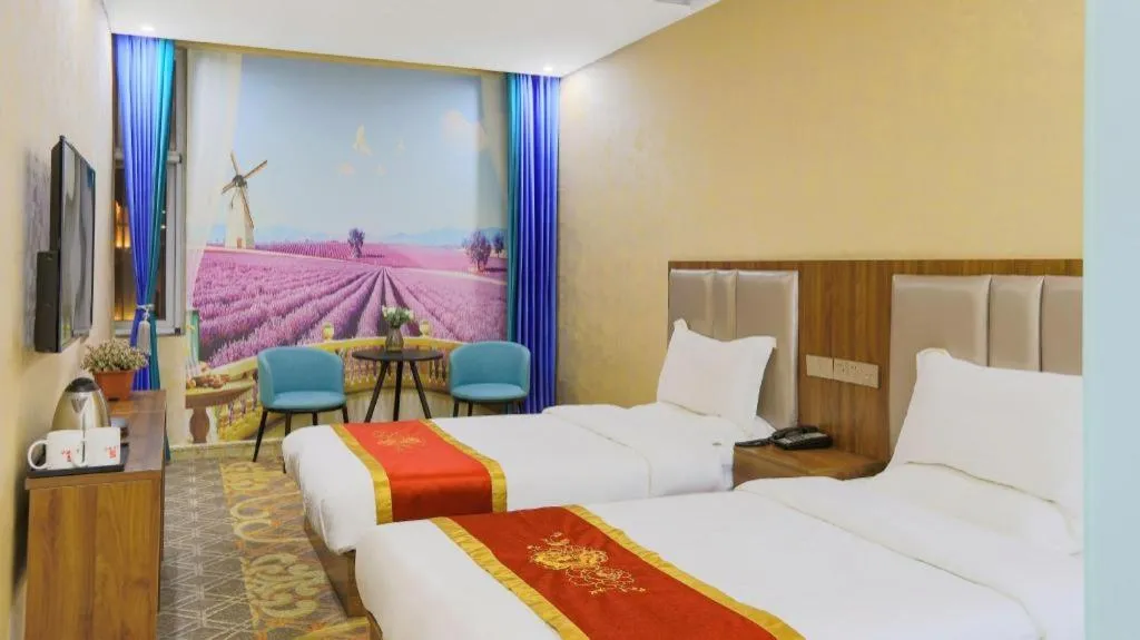 Bed in Shell Hotel Nanyang High-Speed Railway Station Jiangying Airport Huayaocheng