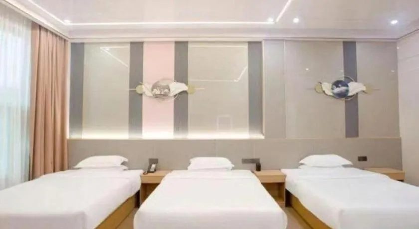 Bed in Shell Hotel Nanyang High-Speed Railway Station Jiangying Airport Huayaocheng