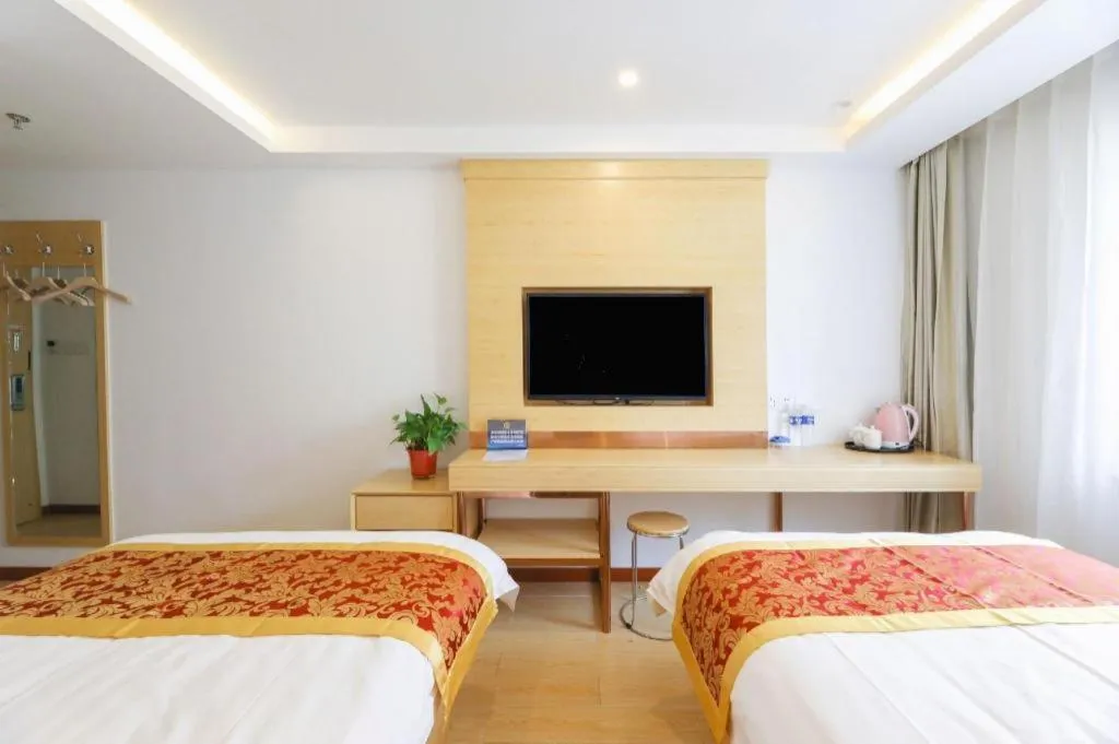 Bed in Shell Hotel Beijing Fangshan District Chengguan Metro Station