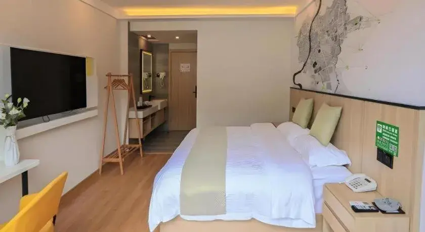 Bed in Vatica Hotel Huangshan South Gate Terminal Station Bed in Vatica Hotel Huangshan South Gate Terminal Station