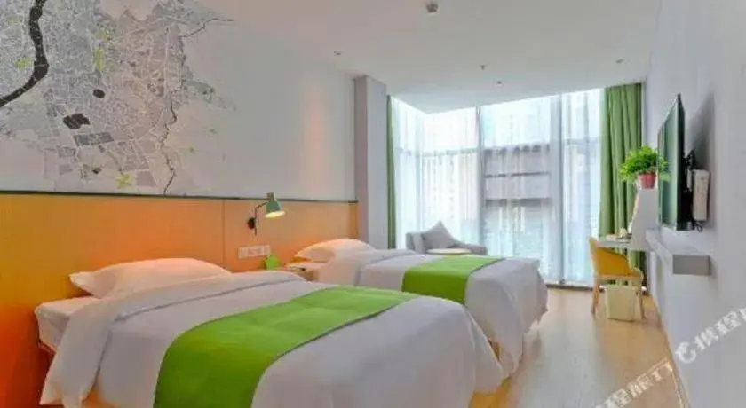 Bed in Vatica Hotel Hefei Yaohai Longgang Subway Station Bed in Vatica Hotel Hefei Yaohai Longgang Subway Station