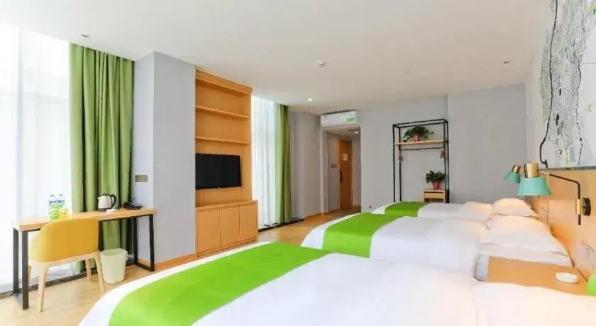 Bed in Vatica Hotel Hefei Yaohai Longgang Subway Station Bed in Vatica Hotel Hefei Yaohai Longgang Subway Station