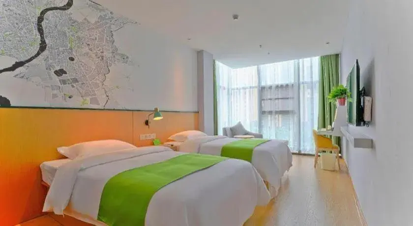 Bed in Vatica Hotel Hefei Yaohai Longgang Subway Station Bed in Vatica Hotel Hefei Yaohai Longgang Subway Station