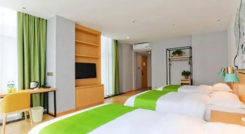 Bed in Vatica Hotel Hefei Yaohai Longgang Subway Station Bed in Vatica Hotel Hefei Yaohai Longgang Subway Station