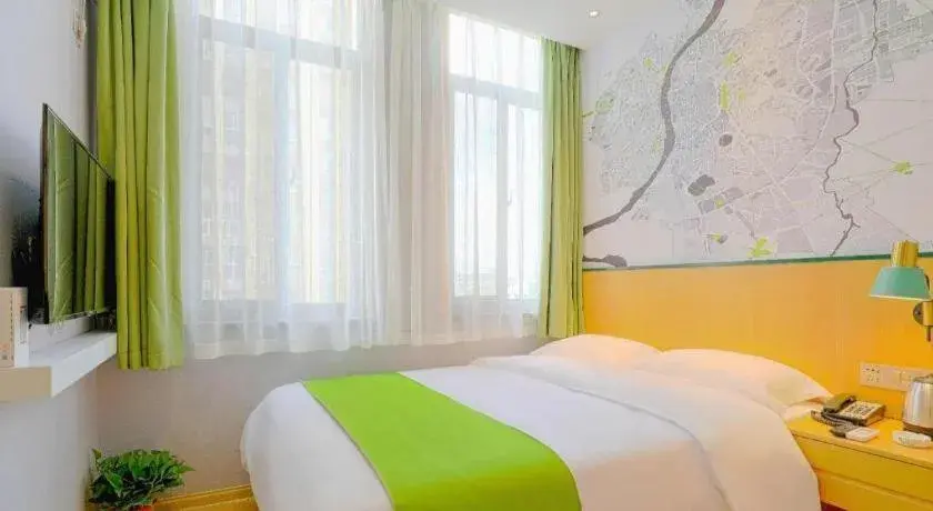 Bed in Vatica Hotel Hefei Yaohai Longgang Subway Station Bed in Vatica Hotel Hefei Yaohai Longgang Subway Station