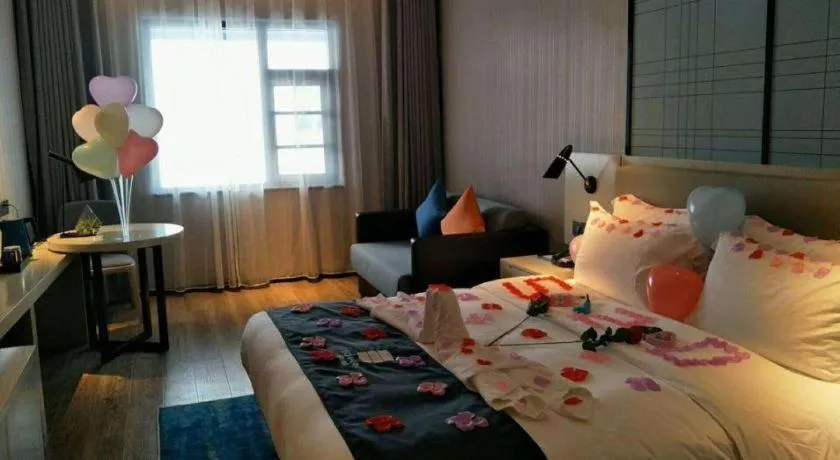 Bed in Echarm Hotel Nanchang Bayi Square Metro Station Wushang MALL