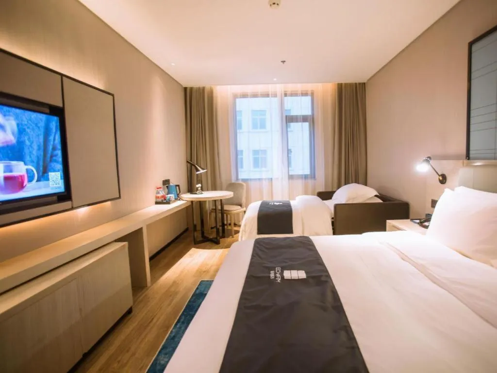 Bed in Echarm Hotel Nanchang Bayi Square Metro Station Wushang MALL