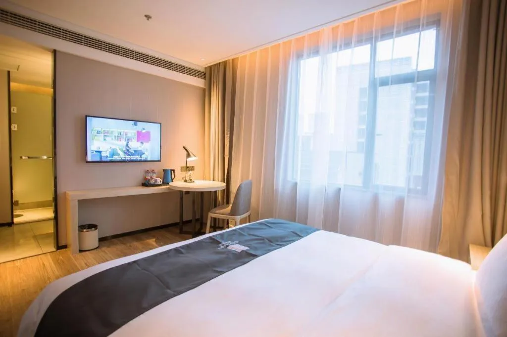 Bed in Echarm Hotel Nanchang Bayi Square Metro Station Wushang MALL