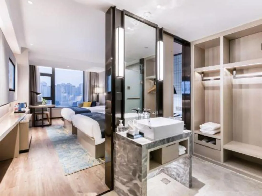 Bed in Echarm Hotel Huzhou Wuyue Plaza Children's Clothing City