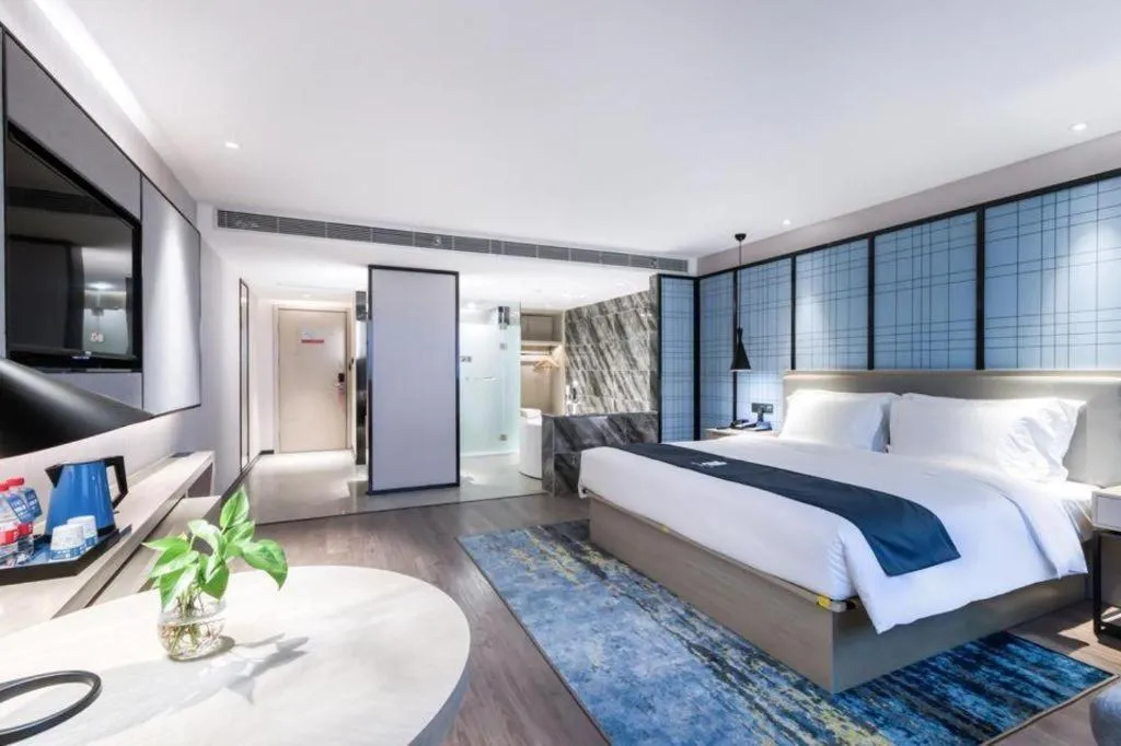 Bed in Echarm Hotel Huzhou Wuyue Plaza Children's Clothing City