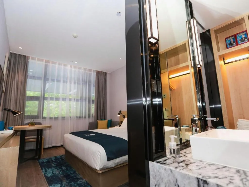 Bed in Echarm Hotel Hefei South Railway Station Qiupuhe Road Metro Station