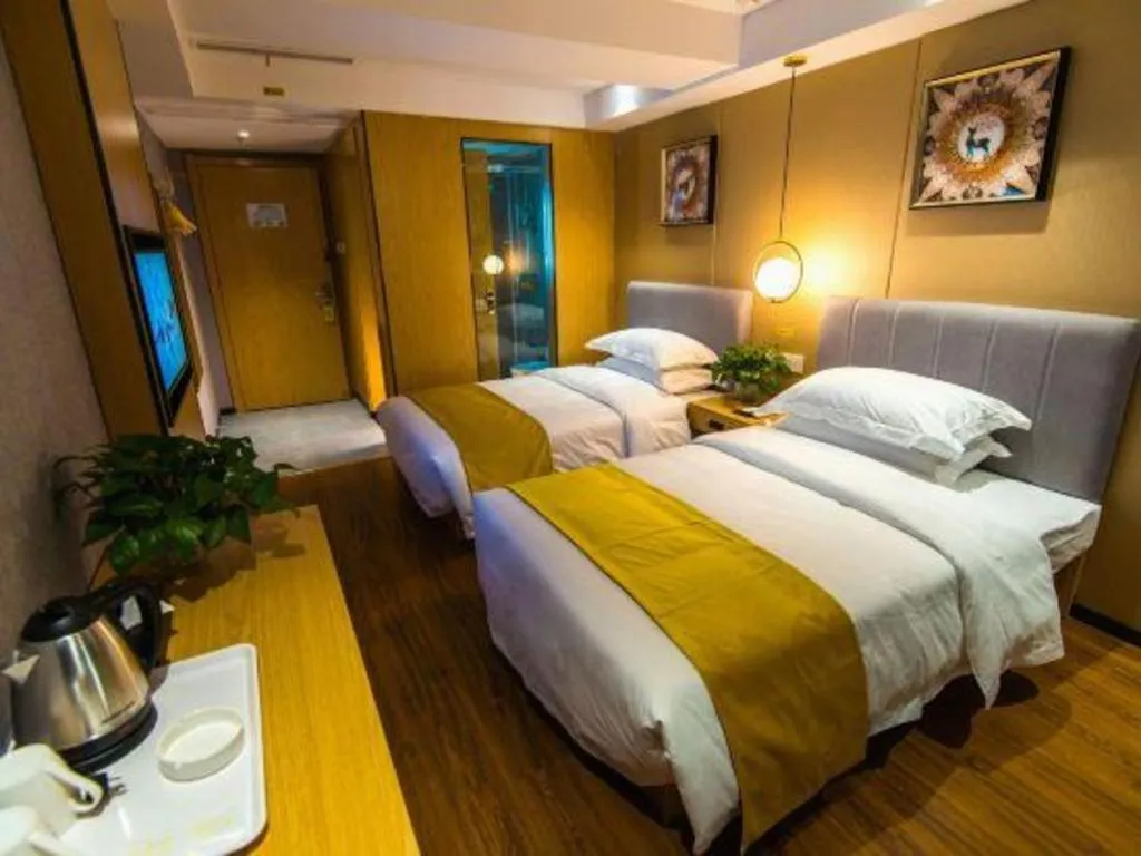 Bed in Echarm Hotel Hefei West Qilitang Metro Station