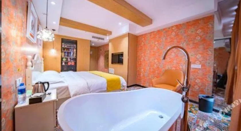 Bed in Echarm Hotel Hefei West Qilitang Metro Station