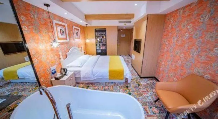 Bed in Echarm Hotel Hefei West Qilitang Metro Station