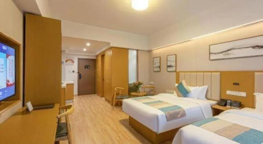 Bed in VX Hotel Wuxi Xinwu District Executive Center Wanda Plaza