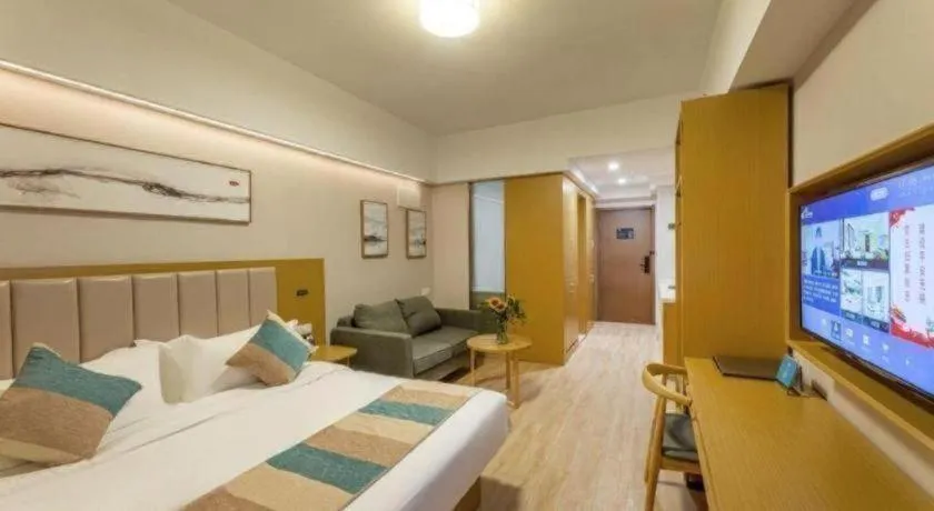 Bed in VX Hotel Wuxi Xinwu District Executive Center Wanda Plaza