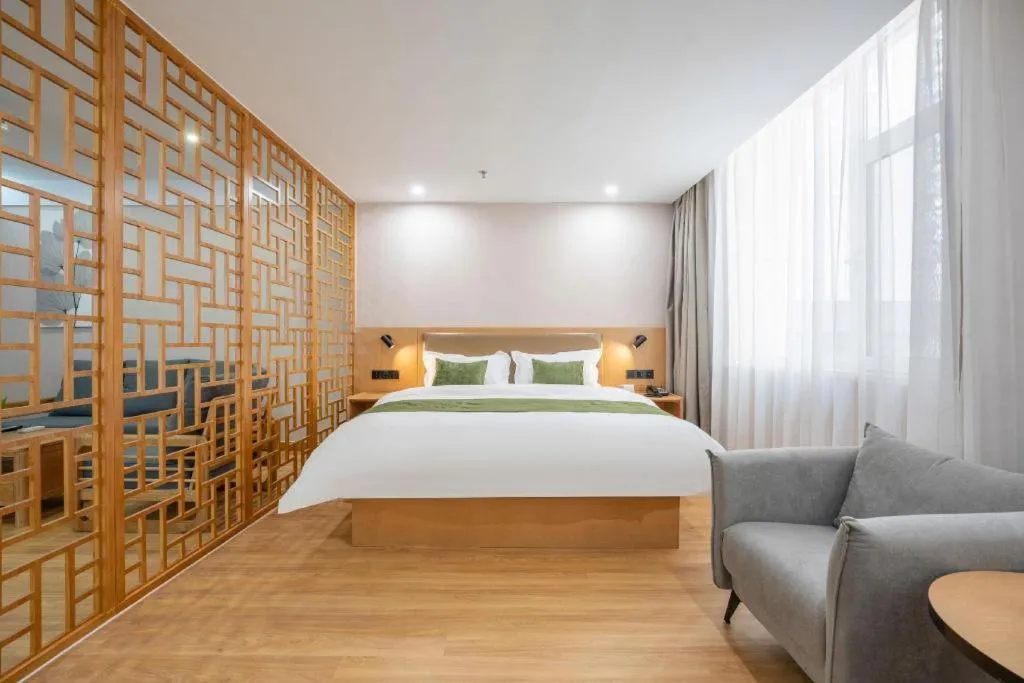 Bed in Green Tree Inn Express Weifang Zhucheng Longyuan Shangcheng