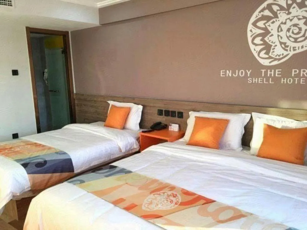 Bed in Shell Hotel Beijing Miyun District Shuiku Yangguang