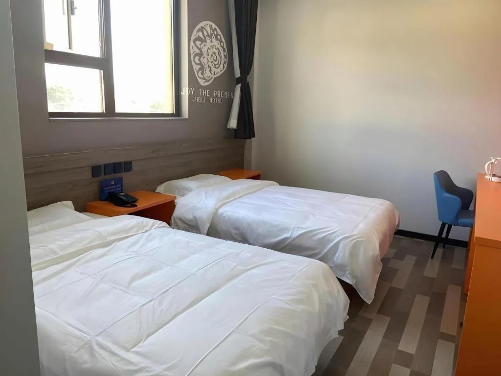 Bed in Shell Hotel Beijing Miyun District Shuiku Yangguang