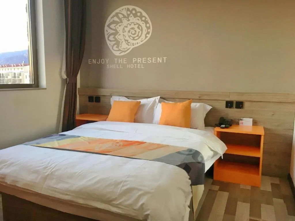 Bed in Shell Hotel Beijing Miyun District Shuiku Yangguang