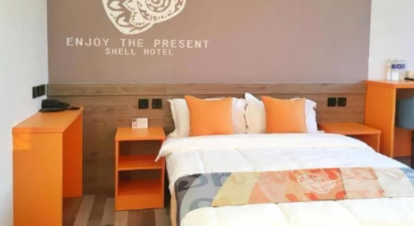 Bed in Shell Hotel Beijing Miyun District Shuiku Yangguang