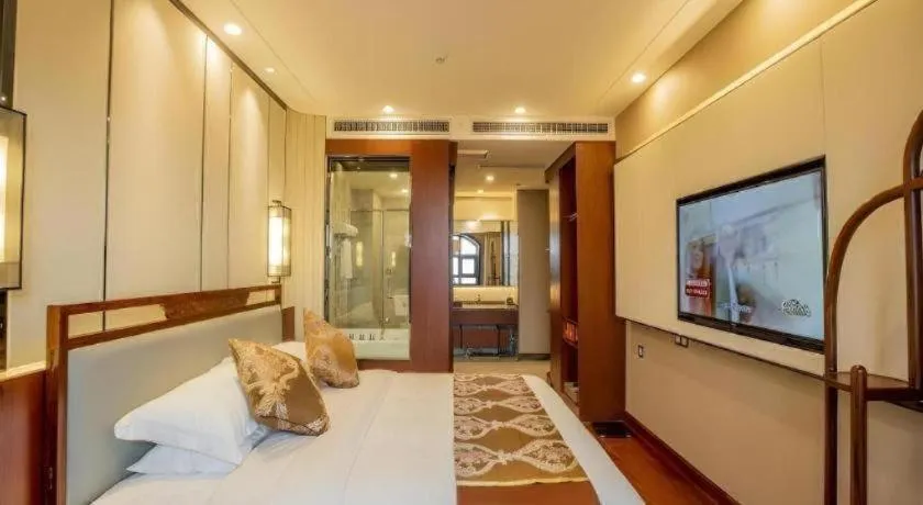 Bed in GreenTree Eastern Hotel Linyi Linshu County Aegean Sea