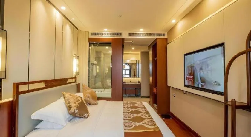 Bed in GreenTree Eastern Hotel Linyi Linshu County Aegean Sea