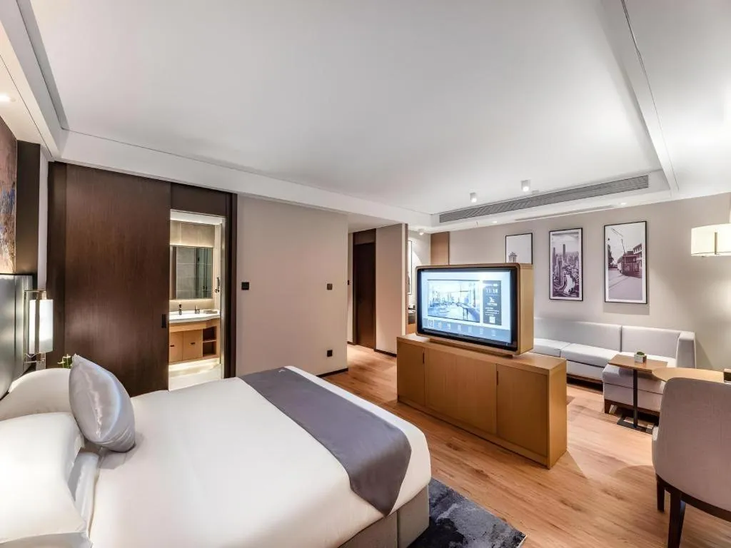 Bed in GreenTree Eastern Hotel Suzhou Dushu Lake Yinshan Lake Guoyuan Road Metro Station