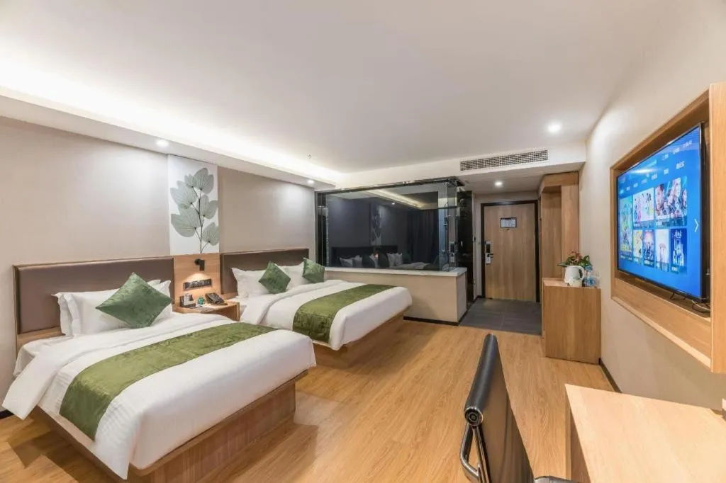 Bed in GreenTree Inn Express Zhangjiagang Hexing Town Shazhou Professional Institue of Technology