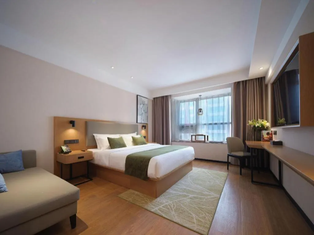 Bed in GreenTree Inn Luoyang Railway Station Wangfujing Wangcheng Park