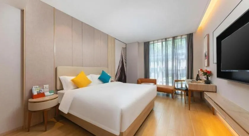 Bed in GreenTree Eastern Hotel Shenzhen Nanshan District Qianhai Free Trade Zone Lilin Metro Station